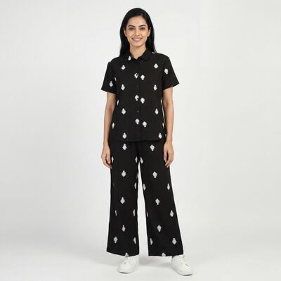 Women's Black Solid Co-ord Set