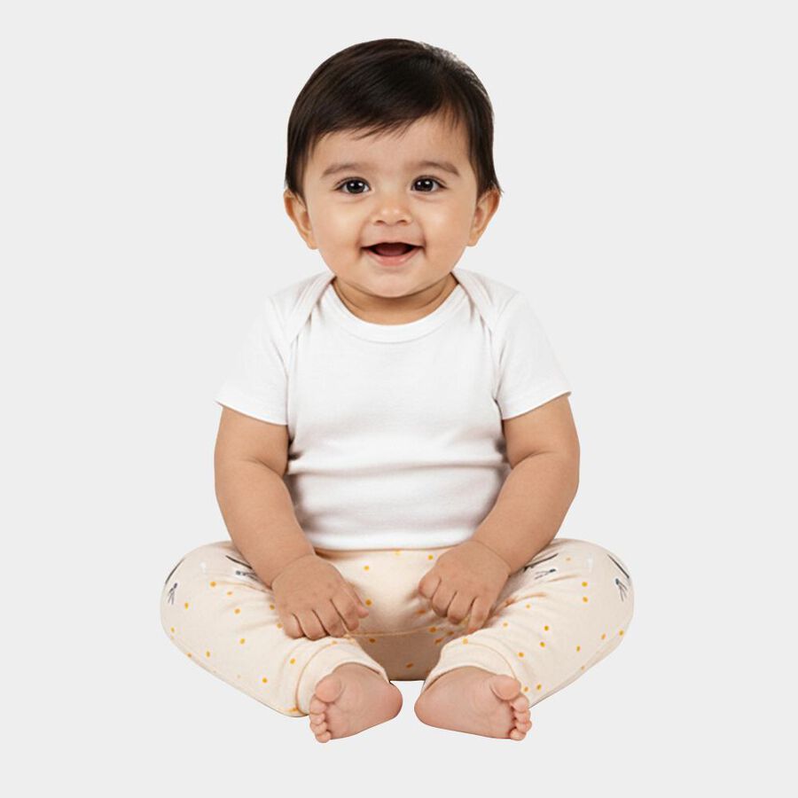 Infants Cream Polka Dot Embroidered Cotton Blend Pyjama, Peach, large image number null