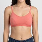 Women's Pink Cotton Blend Scoop Neck Bralette Bra, गुलाबी, small