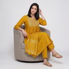 Women's Mustard Embroidered Ethnic Set, Mustard, small
