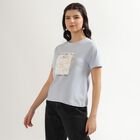 Women's Light Blue Cotton Round Neck Floral Print T-Shirt, Light Blue, small image number null