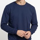 Men's Navy Blue Crew Neck Pullover Sweatshirt, Dark Blue, small