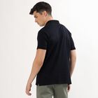 Men's Deep Midnight Navy Blue Cotton Polo Collar Classic T-Shirt, Navy Blue, small