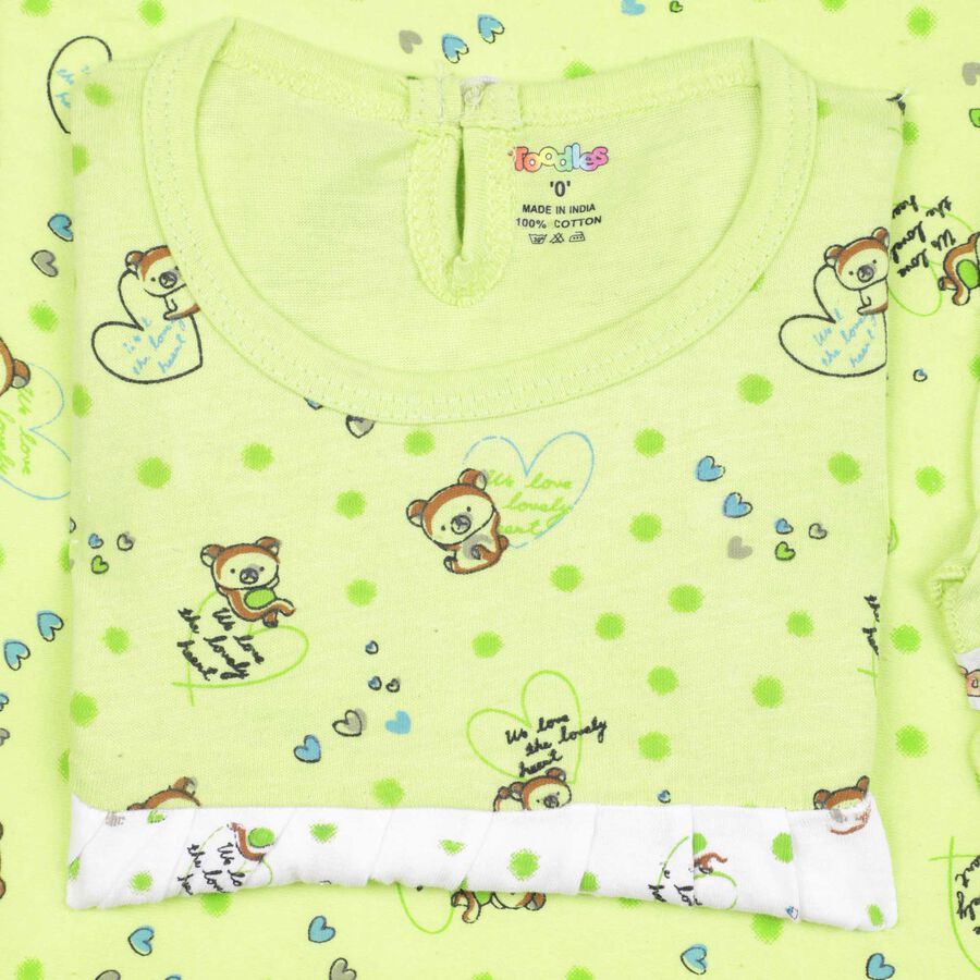 Infants Printed Cotton Baby Gift Set, Light Green, large image number null