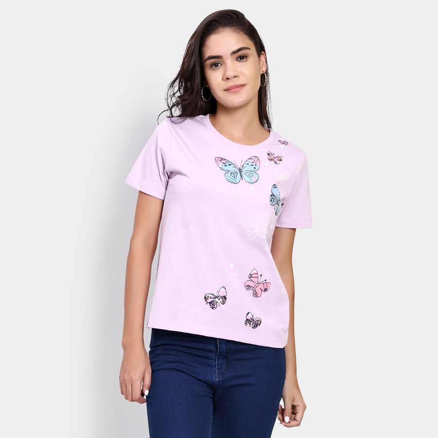 Ladies' Round Neck T-Shirt , लाइलेक, large image number null