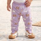 Infants' Purple Jogger Bear Printed Pyjama, बैंगनी, small