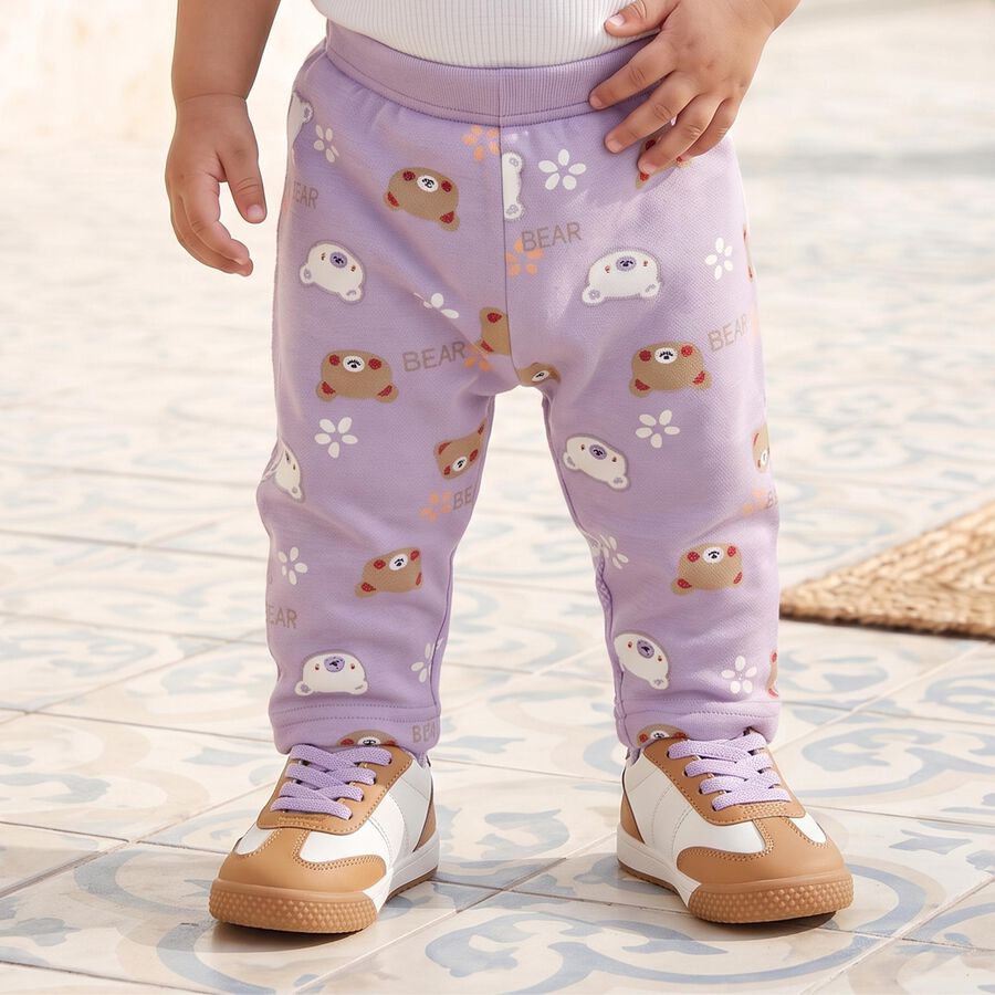 Infants' Purple Jogger Bear Printed Pyjama, बैंगनी, large
