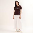Women's Brown Round Neck Casual T-Shirt, Brown, small