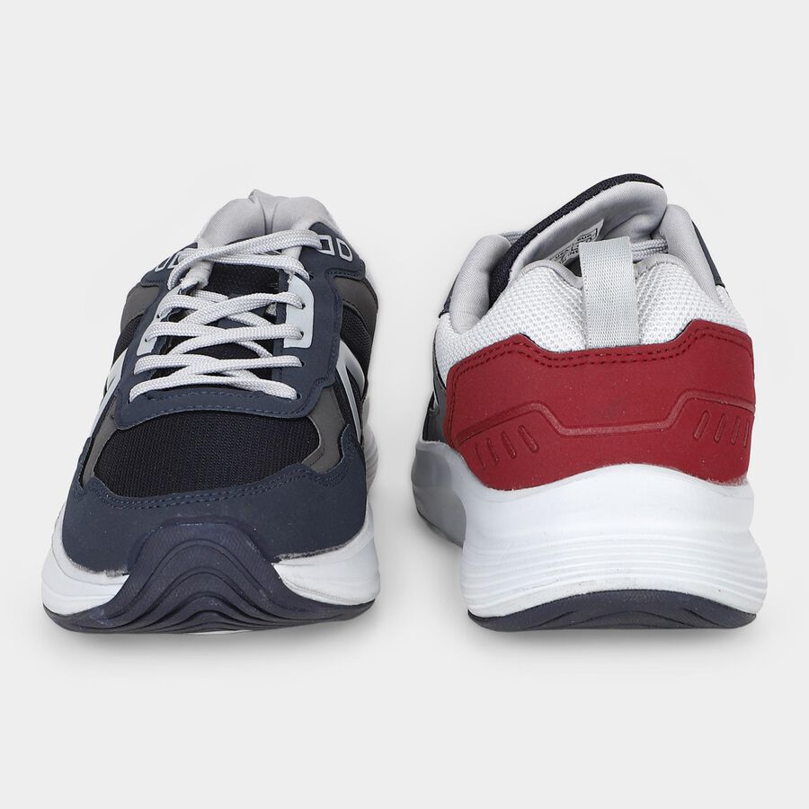 Men's Navy Blue Lace-Up Sneakers, Navy Blue, large