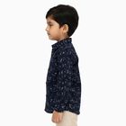 Boys Deep Midnight Navy Blue Cotton Full Sleeve Classic Casual Shirt, Navy Blue, small image number null