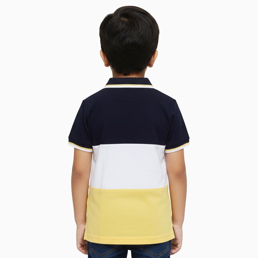 Boys Deep Midnight Navy Blue Cotton Crew Neck Casual Half Sleeve T-Shirt, नेवी ब्लू, large