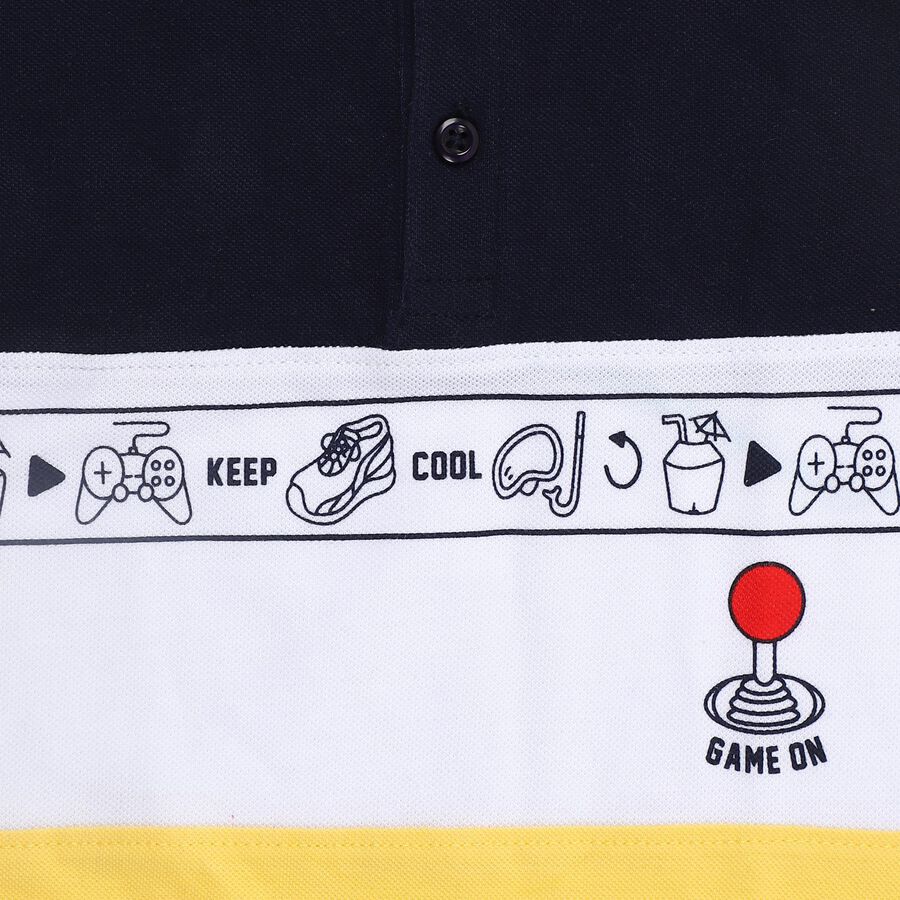 Boys Deep Midnight Navy Blue Cotton Crew Neck Casual Half Sleeve T-Shirt, नेवी ब्लू, large