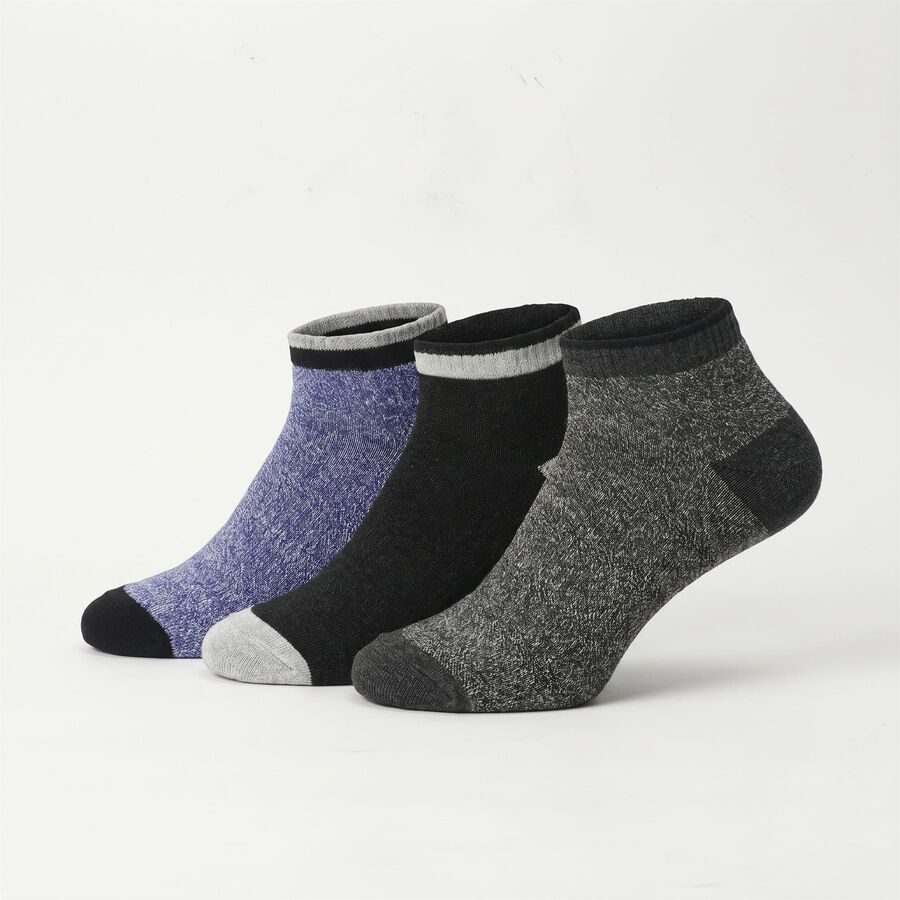 Men's Regular Fit Ankle Length Pack of 3 Socks ( Black, Blue, Charcoal ), Light Blue, large