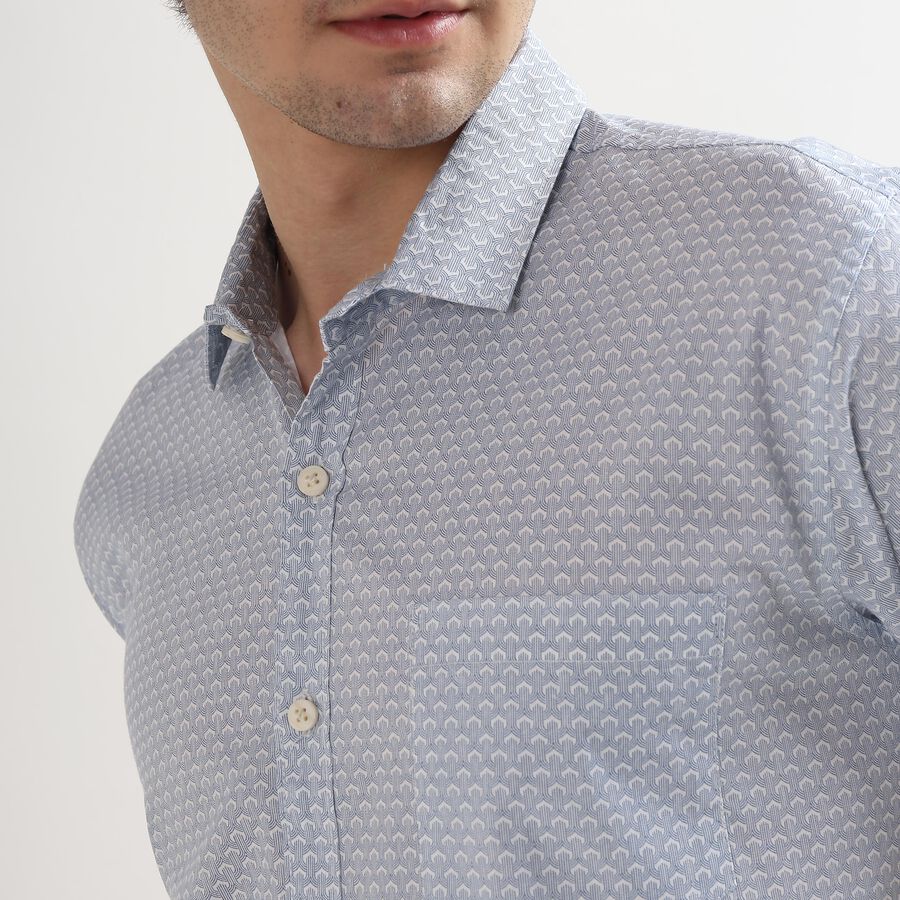 Men's 100% Cotton Regular Collar Casual Shirt, Light Blue, large image number null