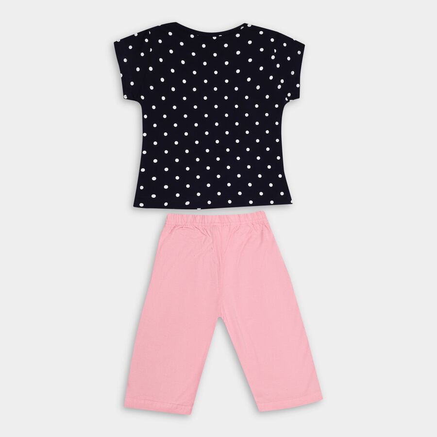 Girls' 100% Cotton Capri Set, नेवी ब्लू, large image number null