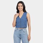 Women's Navy Blue Classic Collar Classic Shirt, Mid Blue, small