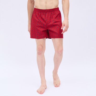 Men's Deep Crimson Printed Elastic Waist Boxers