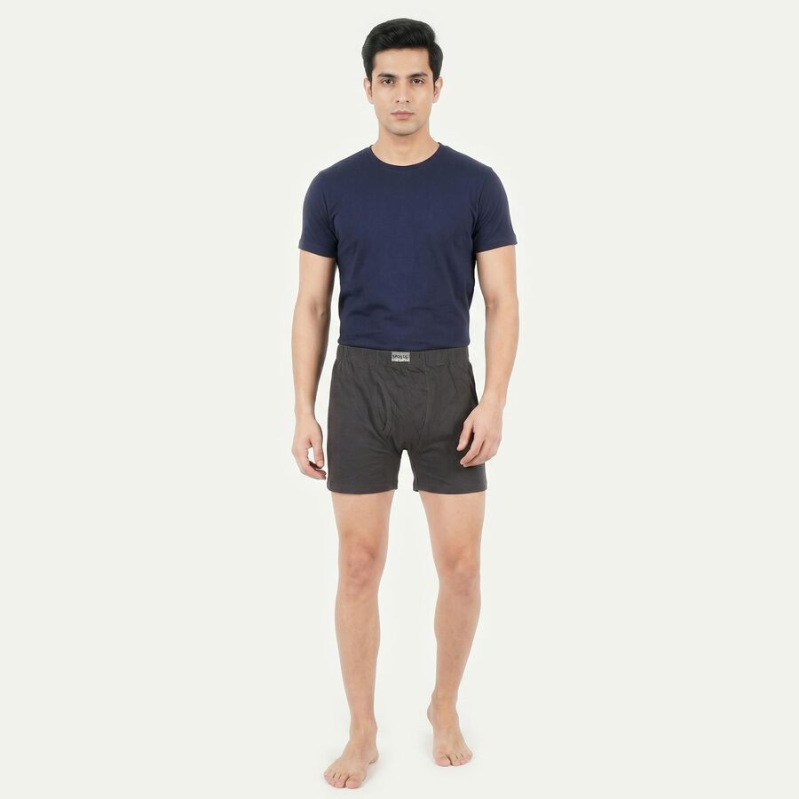 Men's Dark Grey Regular Fit Solid Trunks, गहरा ग्रे, large