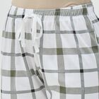 Women's White and Olive Checkered Elastic Waist Pyjama, सफ़ेद, small