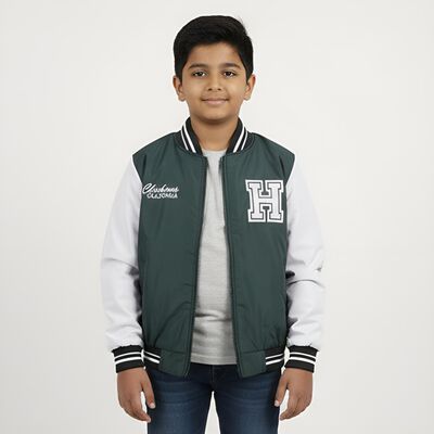 Boys Dark Green Varsity Jacket