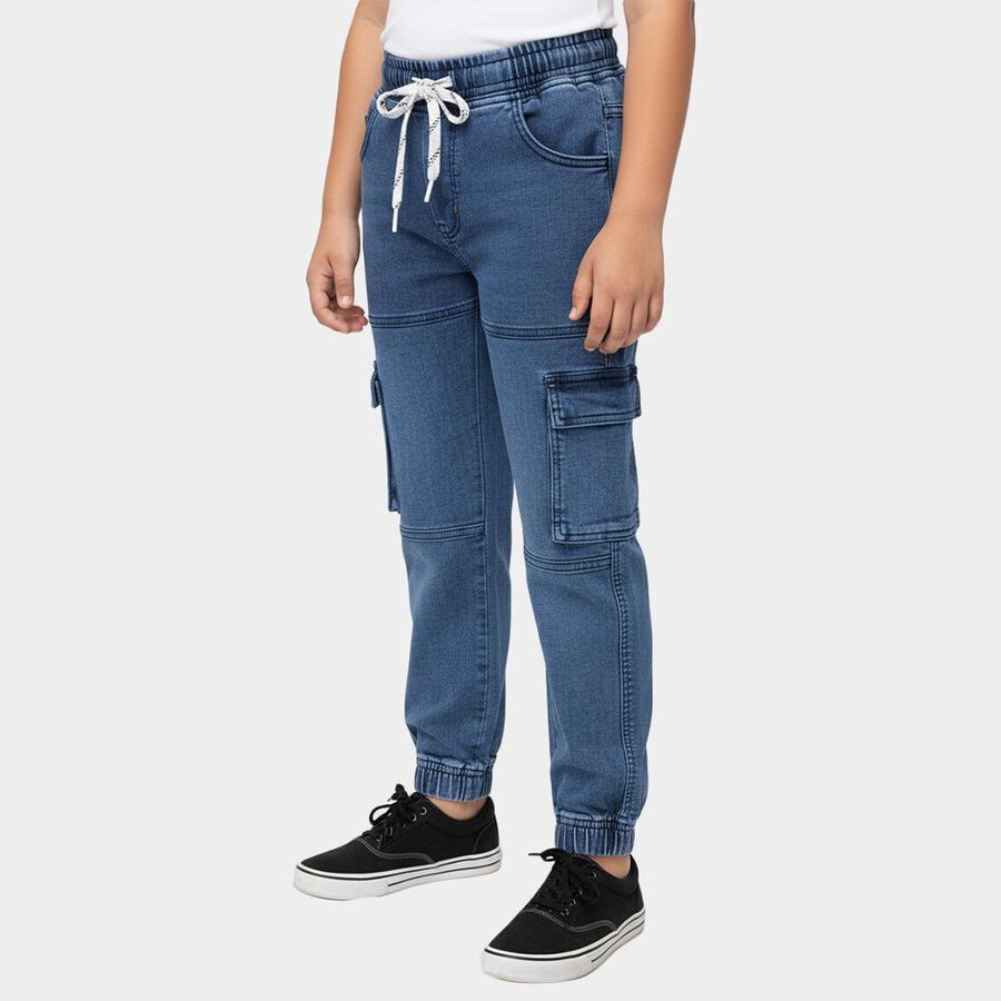 Boys Blue Regular Fit Elasticated Waist Jeans, हल्का नीला, large
