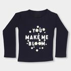 Girls' Deep Midnight Navy Blue Round Neck Casual Full Sleeve Top, नेवी ब्लू, small image number null