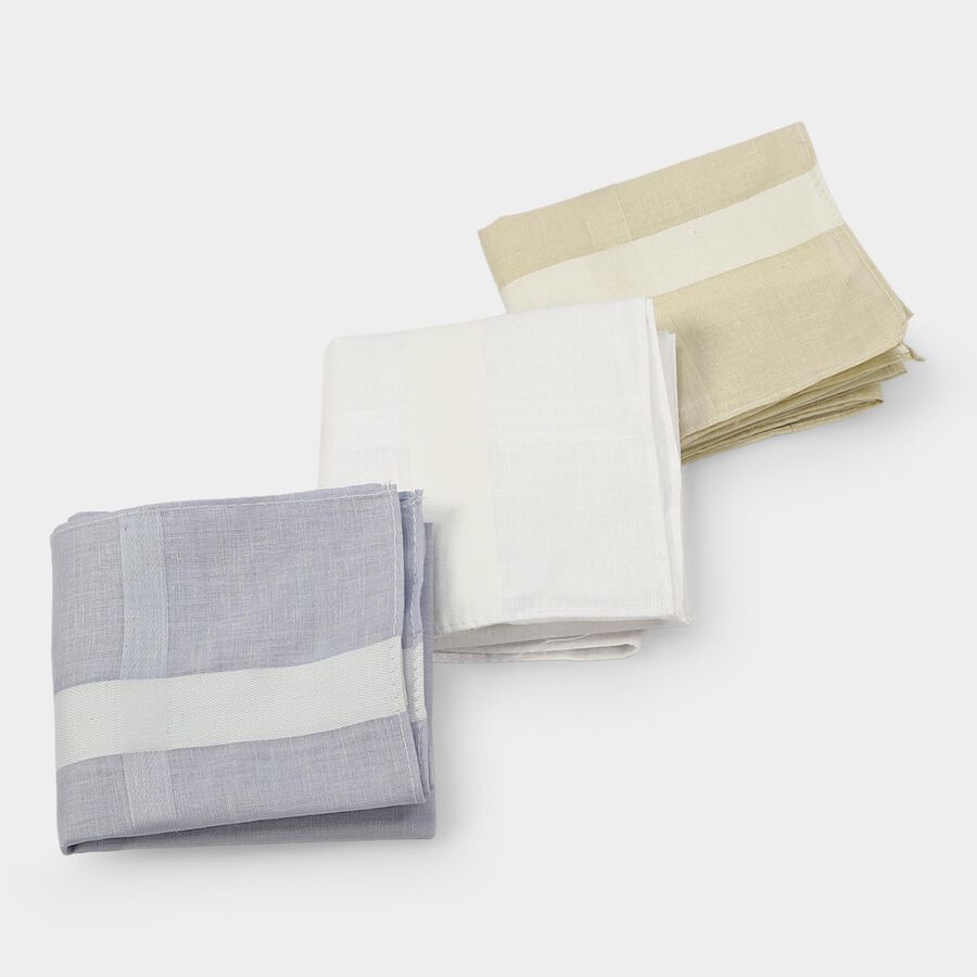 Men's Olive Green Solid Pack of 3 Handkerchief, ओलिव, large