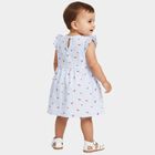 Infants' Blue Regular Fit Cherry Printed Striped Frock, हल्का नीला, small