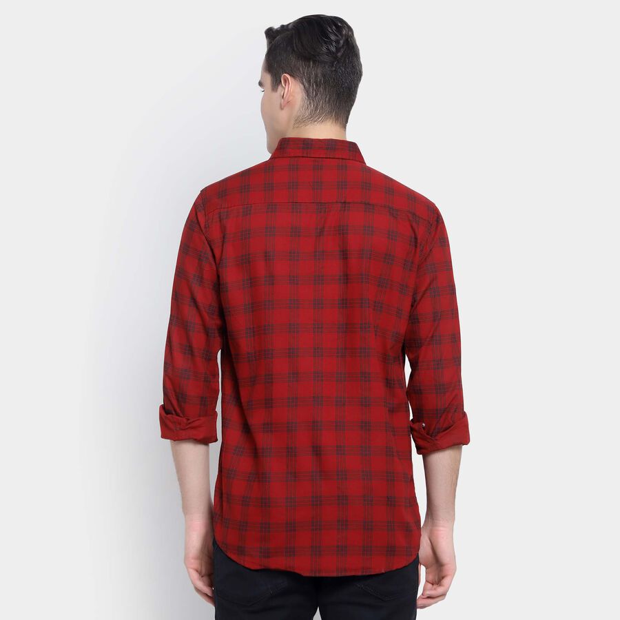Cotton Checks Casual Shirt, Maroon, large image number null