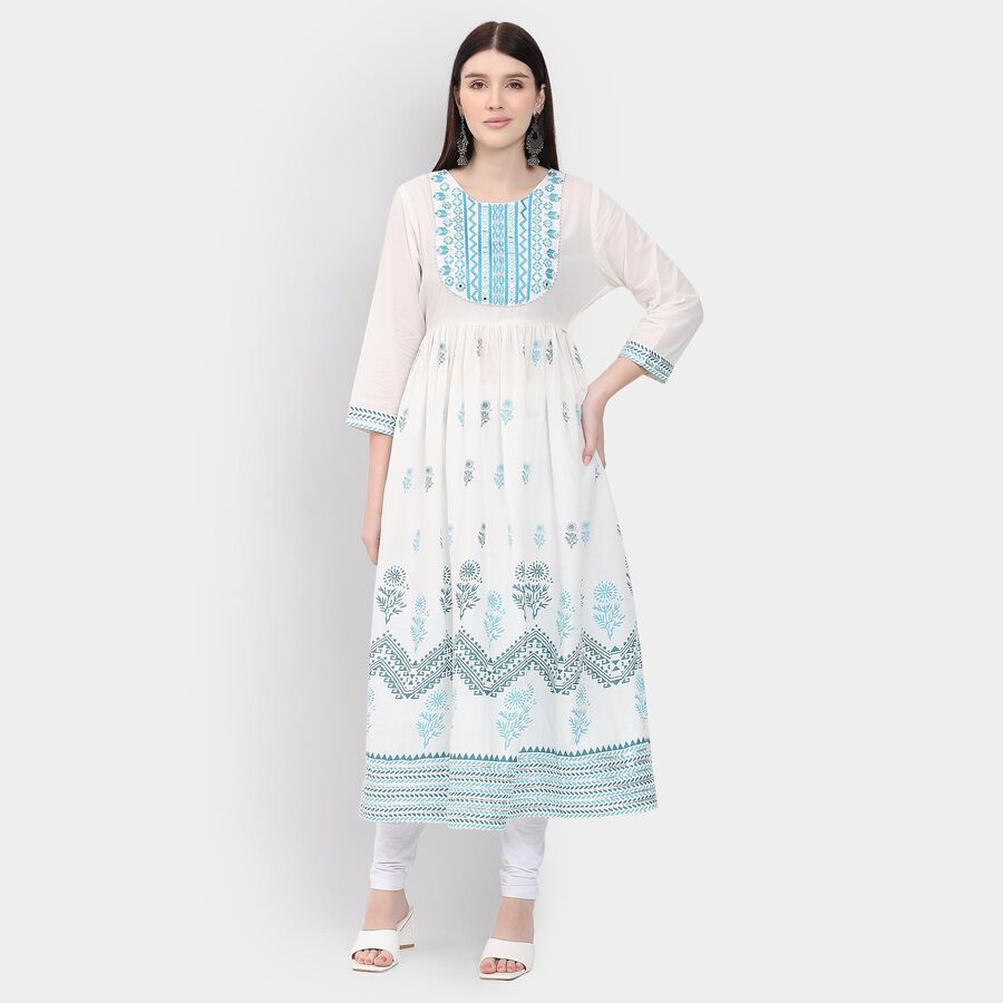 Ladies' 100% Cotton Kurta , Light Blue, large image number null