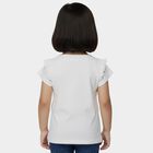 Girls' White Cotton Round Neck Casual T-Shirt, सफ़ेद, small