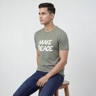 Men's Mint Green Round Neck Casual T-Shirt, Light Green, small