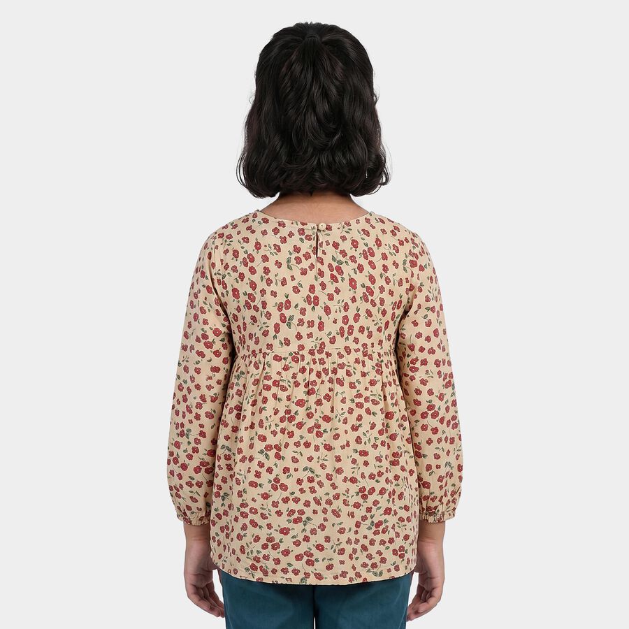Girls' Light Pink Round Neck Tunic Blouse, Light Pink, large