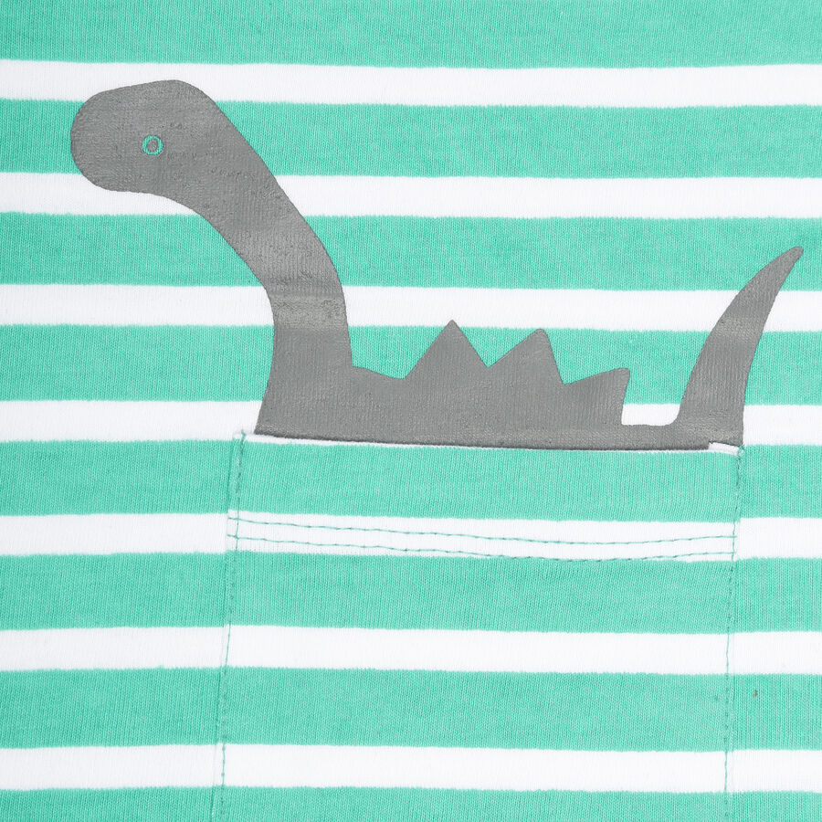 Infants Cotton Stripes T-Shirt, Light Green, large image number null