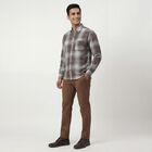 Men's Brown Cotton Spread Collar Casual Shirt, Brown, small