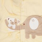 Infants' Yellow Hooded Elephant Appliqué Baba Suit, पीला, small image number null