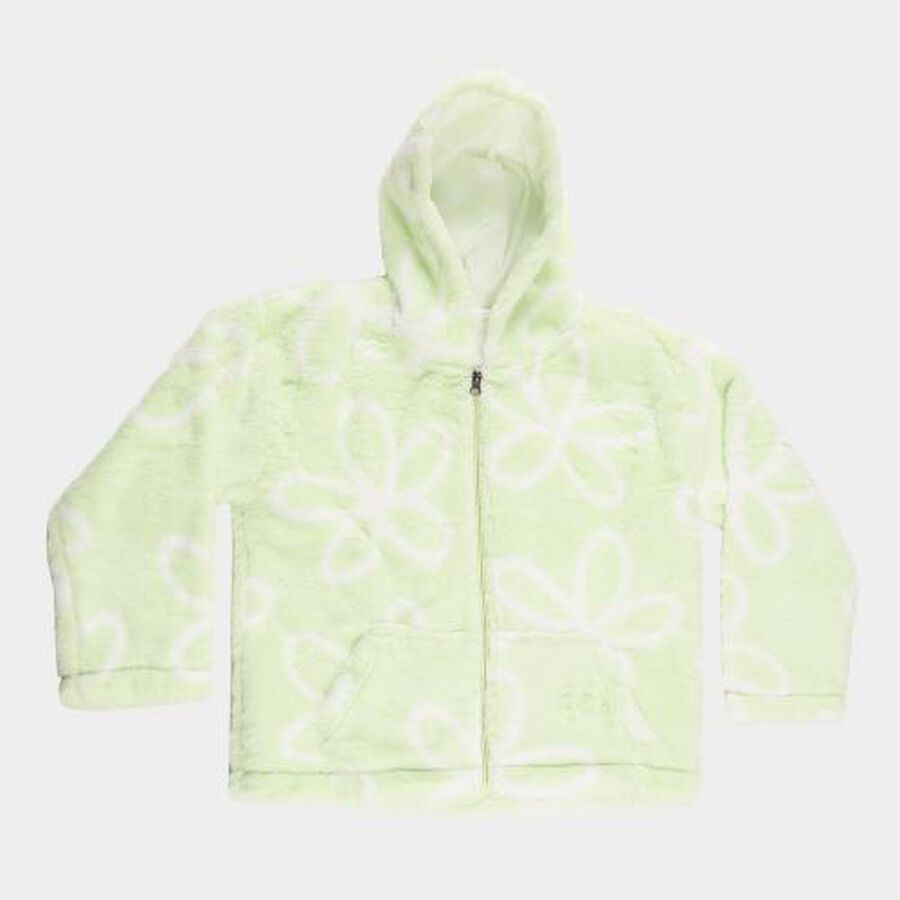 Girls Light Mint Green Hooded Casual Sweatshirt, हल्का हरा, large image number null