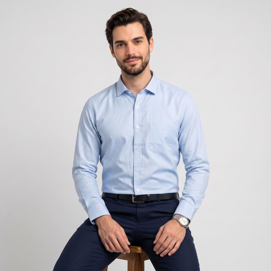 Men's Light Blue Formal Shirt, हल्का नीला, large