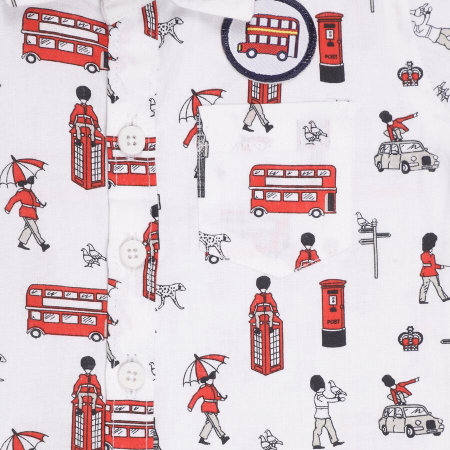 Infants' Rich Eggshell White Cotton Classic Casual Shirt, सफ़ेद, large image number null