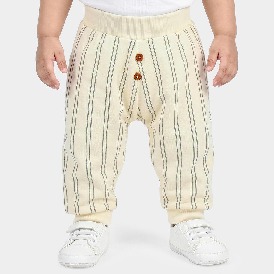 Infants' Off White Jogger Striped Cotton Pyjama, Off White, large