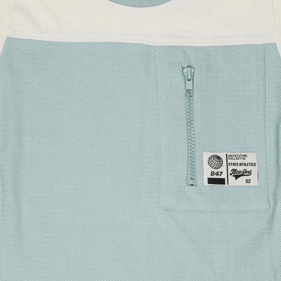 Boys Blue Organic Cotton Round Neck Casual T-Shirt, हल्का नीला, large