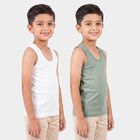 Boys Green Cotton Round Neck Vest, Light Green, small