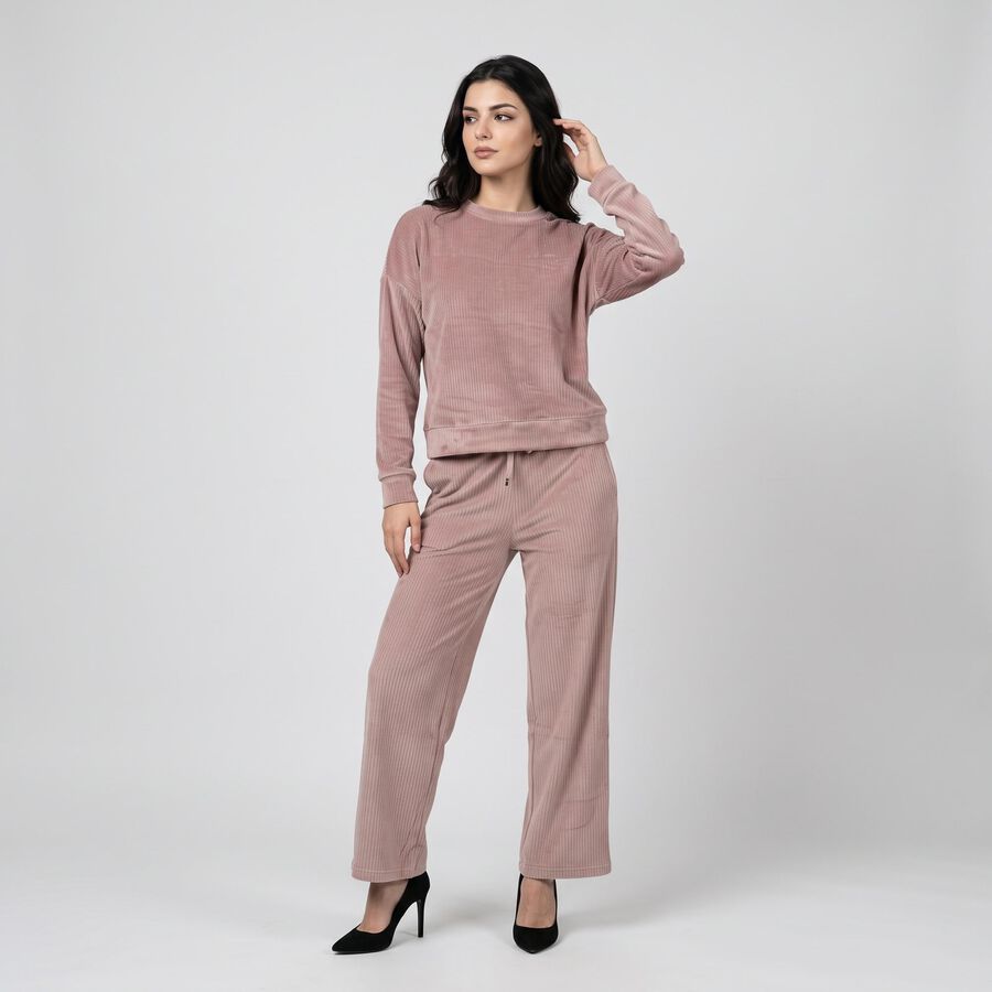 Women's Light Pink Velour Track suit, Light Pink, large