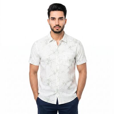 Men's Aqua Cotton Spread Collar Regular Fit Shirt