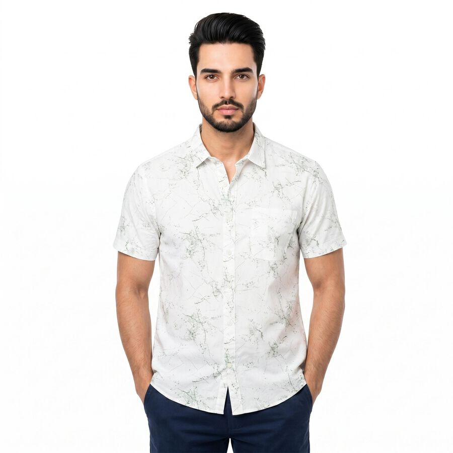 Men's Aqua Cotton Spread Collar Regular Fit Shirt, एक्वा, large