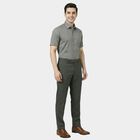 Men's Mid Grey Slim Fit Check Formal Trousers, मिश्रित मध्यम ग्रे, small