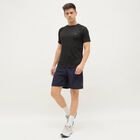 Men's Black Crew Neck Athleisure T-Shirt, काला, small