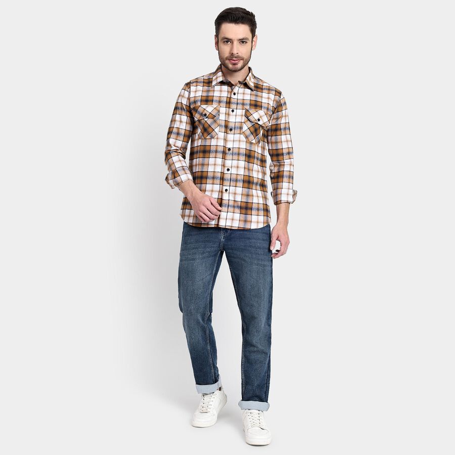 Men's 100% Cotton Casual Shirt, Beige, large image number null