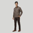 Men's Brown Cotton Long Sleeve Regular Fit Casual Shirt, भूरा, small