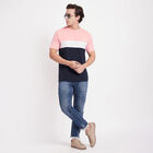 Cut & Sew Round Neck T-Shirt, Peach, small image number null